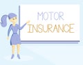 Word writing text Motor Insurance. Business concept for Provides financial compensation to cover any injuries
