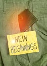 Word writing text New Beginnings. Business concept for fresh look at the future and wonderful possibilities it holds Small little