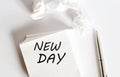 Word writing text NEW DAY on white stickers.Business Royalty Free Stock Photo