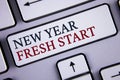 Word writing text New Year Fresh Start. Business concept for Time to follow resolutions reach out dream job written on White Keybo Royalty Free Stock Photo