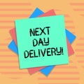 Word writing text Next Day Delivery. Business concept for service allows you have goods delivered day after order