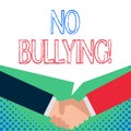 Word writing text No Bullying. Business concept for stop aggressive behavior among children power imbalance Just two men