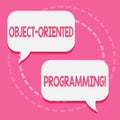 Word writing text Object Oriented Programming. Business concept for Language model objects rather than actions. Royalty Free Stock Photo
