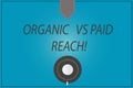 Word writing text Organic Vs Paid Reach. Business concept for Increasing followers naturally or by paying for it Coffee