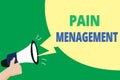 Word writing text Pain Management. Business concept for a branch of medicine employing an interdisciplinary approach