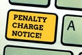 Word writing text Penalty Charge Notice. Business concept for fines issued by the police for very minor offences