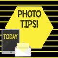 Word writing text Photo Tips. Business concept for Suggestions to take good pictures Advices for great photography.