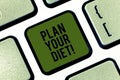 Word writing text Plan Your Diet. Business concept for Schedule fitness activities and meals to lose weight Keyboard key Royalty Free Stock Photo