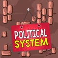 Word writing text Political System. Business concept for the process for making official government decisions Colored memo