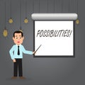 Word writing text Possibilities. Business concept for Things that may happen or be the case State of being possible Man