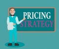 Word writing text Pricing Strategy. Business concept for set maximize profitability for unit sold or market overall Male Waiter