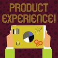 Word writing text Product Experience. Business concept for overall value of a product or service to customers Hands