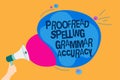 Word writing text Proofread Spelling Grammar Accuracy. Business concept for Grammatically correct Avoid mistakes Man holding Megap