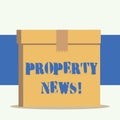 Word writing text Property News. Business concept for The buying or selling, and renting of land or building.
