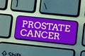 Word writing text Prostate Cancer. Business concept for Cancer that occurs in the gland of male reproductive system