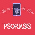 Word writing text Psoriasis. Business concept for Common skin condition that speeds up the life cycle of skin cells