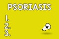 Word writing text Psoriasis. Business concept for Common skin condition that speeds up the life cycle of skin cells