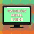 Word writing text Psychology Mental Illness. Business concept for Psychiatric disorder Mental health condition Blank Royalty Free Stock Photo