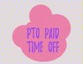 Word writing text Pto Paid Time Off. Business concept for Employer grants compensation for demonstratingal holidays Royalty Free Stock Photo