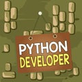 Word writing text Python Developer. Business concept for responsible for writing serverside web application logic Colored memo