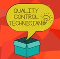 Word writing text Quality Control Technician. Business concept for Responsible for qualityassurance processes Idea icon Royalty Free Stock Photo
