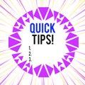 Word writing text Quick Tips. Business concept for small but particularly useful piece of practical advice Asymmetrical uneven Royalty Free Stock Photo