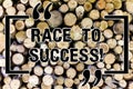 Word writing text Race To Success. Business concept for Competition for good development successful business Wooden Royalty Free Stock Photo