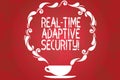 Word writing text Real Time Adaptive Security. Business concept for accommodate the emergence of multiple perimeters Cup