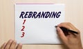 Word writing text Rebranding. Business concept for Change corporate image of company organization Marketing strategy