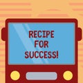 Word writing text Recipe For Success. Business concept for tricks and guides in order to achieve certain goals Drawn Flat Front