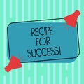 Word writing text Recipe For Success. Business concept for tricks and guides in order to achieve certain goals Two Megaphone with