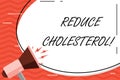 Word writing text Reduce Cholesterol. Business concept for lessen the intake of saturated fats in the diet Blank White