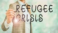 Word writing text Refugee Crisis. Business concept for refer to movements of large groups of displaced showing