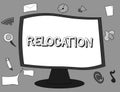 Word writing text Relocation. Business concept for Action of moving to a new place and establishing home or business