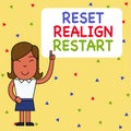 Word writing text Reset Realign Restart. Business concept for Life audit will help you put things in perspectives Woman