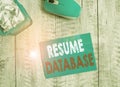 Word writing text Resume Database. Business concept for database of candidates that you can search by skillset Crumpled paper in