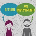 Word writing text Return On Investment. Business concept for Perforanalysisce Measure Evaluation of a Business Royalty Free Stock Photo