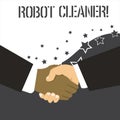 Word writing text Robot Cleaner. Business concept for Intelligent programming and a limited vacuum cleaning system Hand