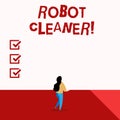 Word writing text Robot Cleaner. Business concept for Intelligent programming and a limited vacuum cleaning system.