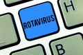 Word writing text Rotavirus. Business concept for Leading cause of severe diarrhea and dehydration in children