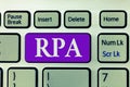 Word writing text Rpa. Business concept for The use of software with artificial intelligence to do basic task