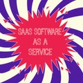 Word writing text Saas Software As A Service. Business concept for the use of cloud based App over the Internet
