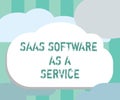 Word writing text Saas Software As A Service. Business concept for the use of cloud based App over the Internet