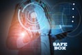 Word writing text Safe Box. Business concept for A small structure where you can keep important or valuable things Woman