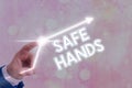 Word writing text Safe Hands. Business concept for Ensuring the sterility and cleanliness of the hands for