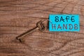 Word writing text Safe Hands. Business concept for Ensuring the sterility and cleanliness of the hands for