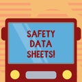 Word writing text Safety Data Sheets. Business concept for document lists information relating occupational safety Drawn Royalty Free Stock Photo
