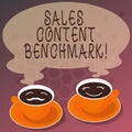 Word writing text Sales Content Benchmark. Business concept for Crafting sales enablement content that converts Sets of Cup Saucer