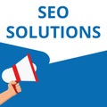Word writing text Seo Solutions