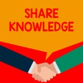 Word writing text Share Knowledge. Business concept for teaching others what I learnt before Giving lectures Two persons